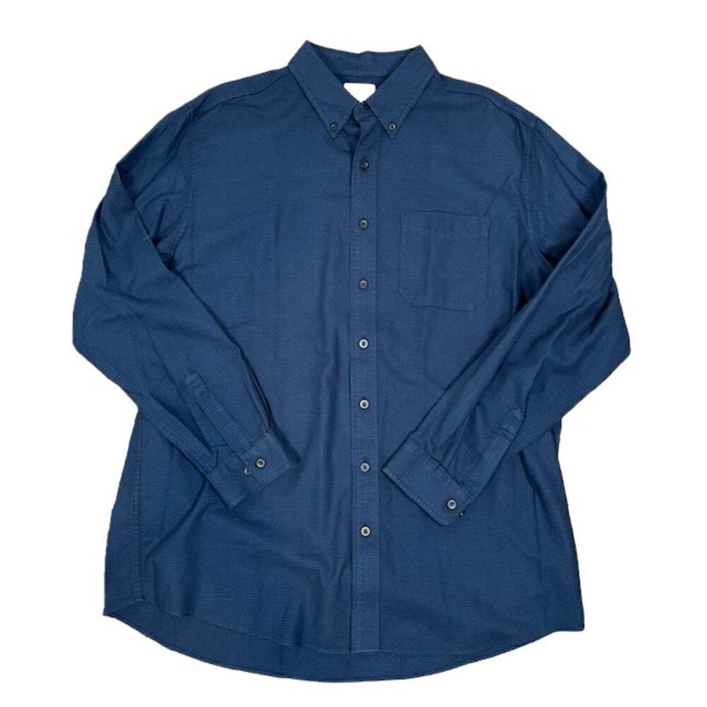 L.L.Bean Traditional Fit Flannel Shirt Blue Black Houndstooth XL-Tall Button Up